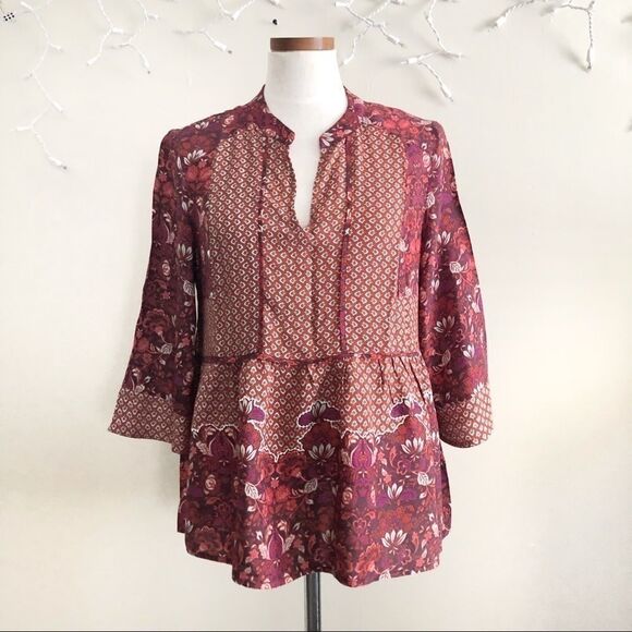 Anthropologie Ranna Gill red floral short tunic - Picture 2 of 6